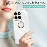XINLI Straight 6D Plating Gold Edge TPU Shockproof Case with Ring Holder, For Honor Play 60 Plus, For Honor X6b, For Honor 200